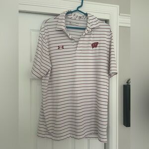 Under Armor White and Red Striped WISCONSIN Shirt